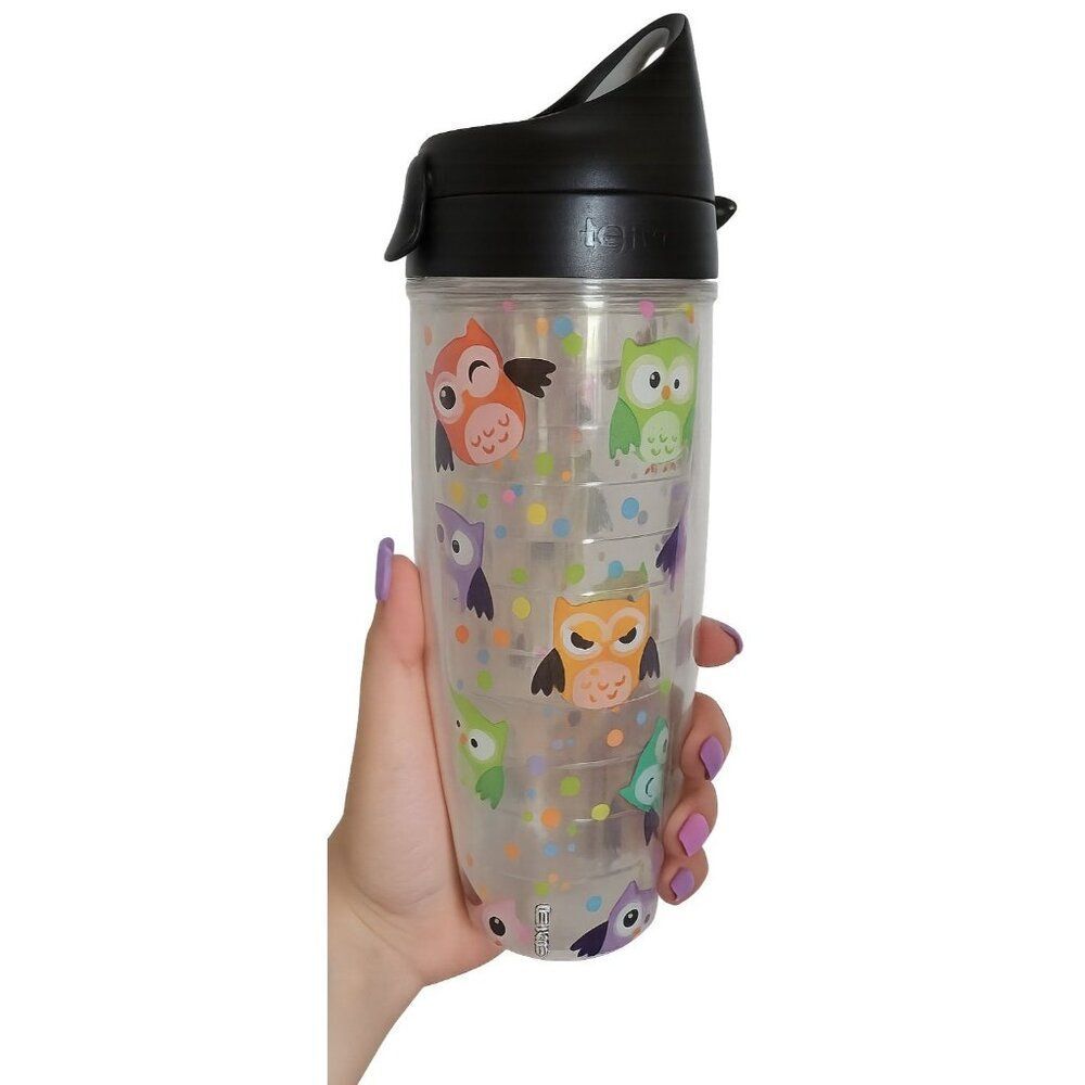 Tervis Owls Water Bottle Travel Tumbler Container Polka Dots 24 oz